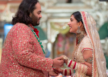 **EDS: HANDOUT** Mumbai: Anant Ambani and Radhika Merchant during their wedding ceremony, in Mumbai, Friday, July 12, 2024. (PTI Photo)(PTI07_13_2024_000014A)